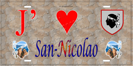 Plaque métal décorative 15 x 30 cm mur antique J' ❤️San-Nicolao Canton du Cap Corse Haute-Corse