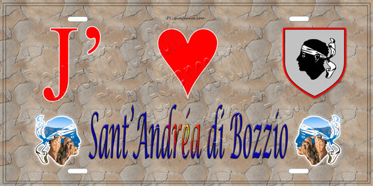 Plaque métal décorative 15 x 30 cm mur antique J' ❤️ Sant'Andréa-di-Bozio Canton de Golo-Morosaglia Haute-Corse