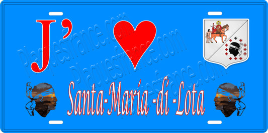 Plaque métal décorative 15 x 30 cm bleu J' ❤️San-Martino-di-Lota Canton du Cap Corse Haute-Corse