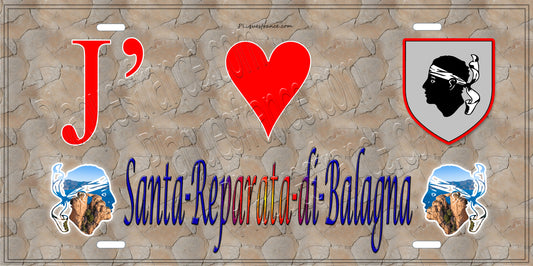 Plaque métal décorative 15 x 30 cm mur antique J' ❤️ Santa-Reparata-di-Balagna Canton de l'Île-Rousse Haute-Corse