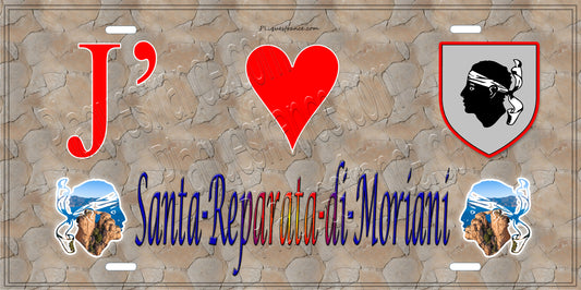 Plaque métal décorative 15 x 30 cm mur antique J' ❤️ Santa-Reparata-di-Moriani Canton de la Castagniccia Haute-Corse