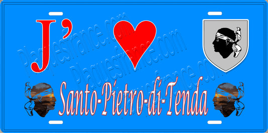 Plaque métal décorative 15 x 30 cm bleu J' ❤️ Santo-Pietro-di-Tenda Canton de Biguglia-Nebbio Haute-Corse