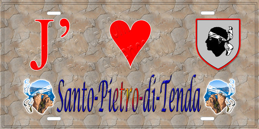 Plaque métal décorative 15 x 30 cm mur antique J' ❤️ Santo-Pietro-di-Tenda Canton de Biguglia-Nebbio Haute-Corse