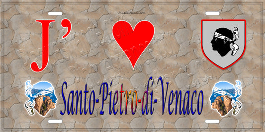 Plaque métal décorative 15 x 30 cm mur antique J' ❤️ Santo-Pietro-di-Venaco Canton de Corte Haute-Corse