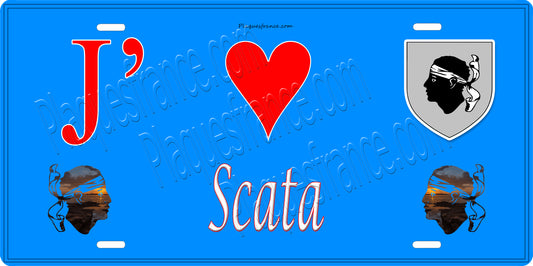 Plaque métal décorative 15 x 30 cm bleu J' ❤️ Scata Canton de Casinca-Fumalto Haute-Corse