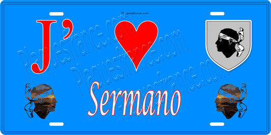 Plaque métal décorative 15 x 30 cm bleu J' ❤️Sermano Canton de Golo-Morosaglia Haute-Corse