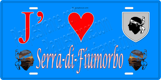 Plaque métal décorative 15 x 30 cm bleu J' ❤️ Serra-di-Fiumorbo Canton de Fiumorbo-Castello Haute-Corse
