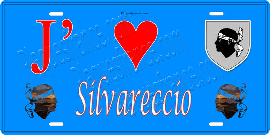 Plaque métal décorative 15 x 30 cm bleu J' ❤️ Silvareccio Canton de Casinca-Fumalto Haute-Corse