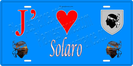 Plaque métal décorative 15 x 30 cm bleu J' ❤️ Solaro Canton de Fiumorbo-Castello Haute-Corse