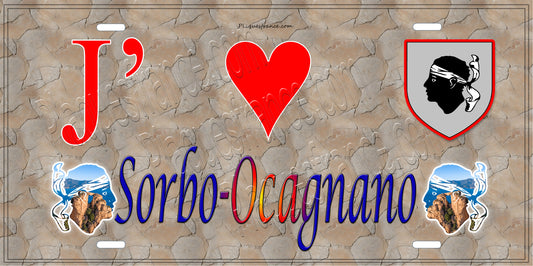 Plaque métal décorative 15 x 30 cm mur antique J' ❤️ Sorbo-Ocagnano Canton de Casinca-Fumalto Haute-Corse