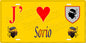 Plaque métal décorative 15 x 30 cm jaune J' ❤️ Sorio Canton de Biguglia-Nebbio Haute-Corse