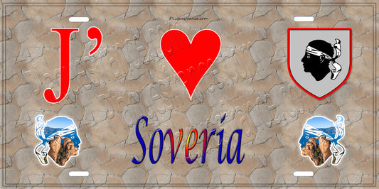 Plaque métal décorative 15 x 30 cm mur antique J' ❤️ Soveria Canton de Golo-Morosaglia Haute-Corse