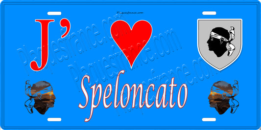 Plaque métal décorative 15 x 30 cm bleu J' ❤️ Speloncato Canton de l'Île-Rousse Haute-Corse