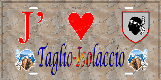Plaque métal décorative 15 x 30 cm mur antique J' ❤️ Taglio-Isolaccio Canton de Casinca-Fumalto Haute-Corse