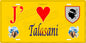 Plaque métal décorative 15 x 30 cm jaune J' ❤️ Talasani Canton de Casinca-Fumalto Haute-Corse