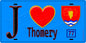 Plaque métal décorative  J' ❤️Thomery, Seine et Marne (77) fond bleu