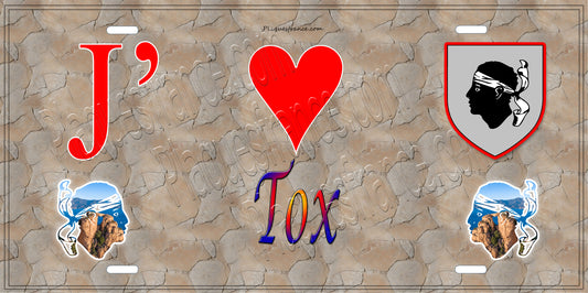 Plaque métal décorative 15 x 30 cm mur antique J' ❤️ Tox Canton de Ghisonaccia Haute-Corse