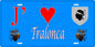 Plaque métal décorative 15 x 30 cm bleu J' ❤️ Tralonca Canton de Golo-Morosaglia Haute-Corse