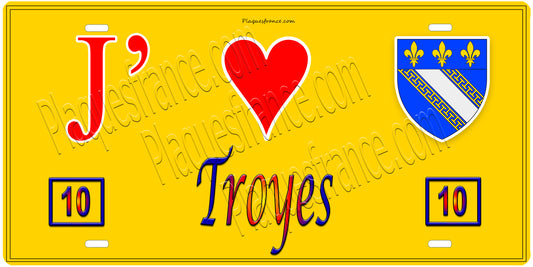 Plaque métal décorative,J'❤️Troyes, Aube (10)