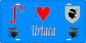 Plaque métal décorative 15 x 30 cm bleu J' ❤️ Urtaca Canton de l'Île-Rousse Haute-Corse