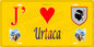 Plaque métal décorative 15 x 30 cm jaune J' ❤️ Urtaca Canton de l'Île-Rousse Haute-Corse