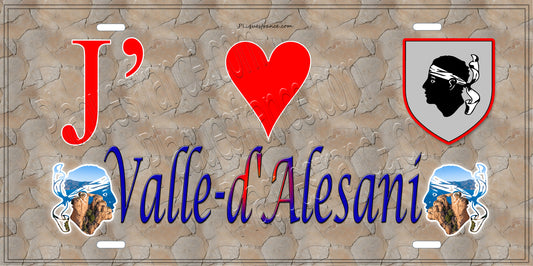 Plaque métal décorative 15 x 30 cm mur antique J' ❤️ Valle-d'Alesani Canton de la Castagniccia Haute-Corse