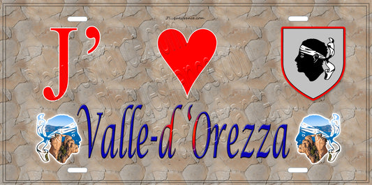 Plaque métal décorative 15 x 30 cm mur antique J' ❤️ Valle-d'Orezza Canton de la Castagniccia Haute-Corse