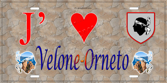 Plaque métal décorative 15 x 30 cm mur antique J' ❤️ Velone-Orneto Canton de Canton de la Castagniccia Haute-Corse