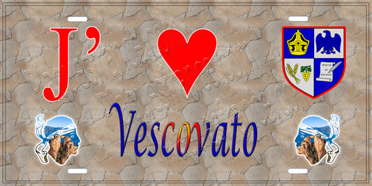 Plaque métal décorative 15 x 30 cm mur antique J' ❤️ Vescovato Canton de la Casinca-Fumalto-Corse