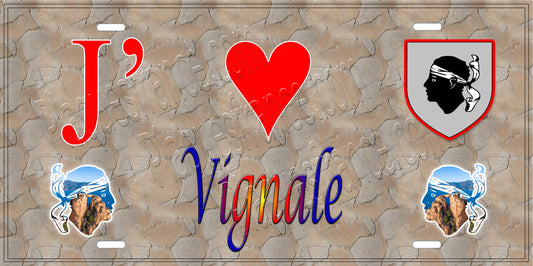 Plaque métal décorative 15 x 30 cm mur antique J' ❤️ Vignale Canton de Borgo-Corse