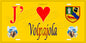 Plaque métal décorative 15 x 30 cm jaune J' ❤️ Volpajola Canton de Corte Haute Corse