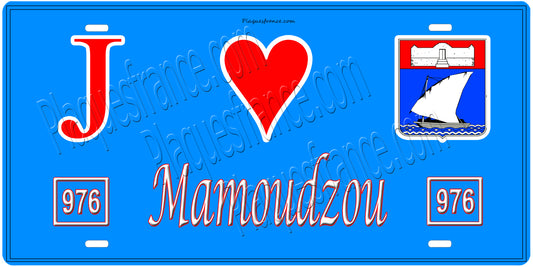 Plaque métal décorative, J' ❤️Mamoudzou, Mayotte (976), Outre Mer