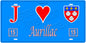 Plaque métal décorative, J' ❤️Aurillac, Cantal (15)