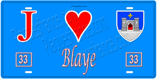 Plaque métal décorative, J' ❤️Blaye, Gironde (33)