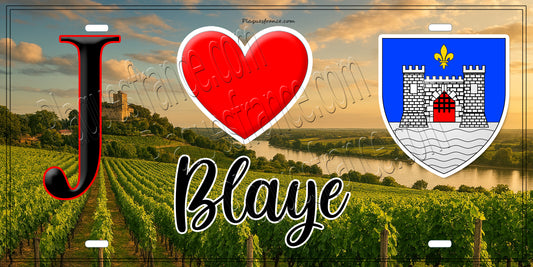 Plaque métal décorative, J' ❤️Blaye, Gironde (33)