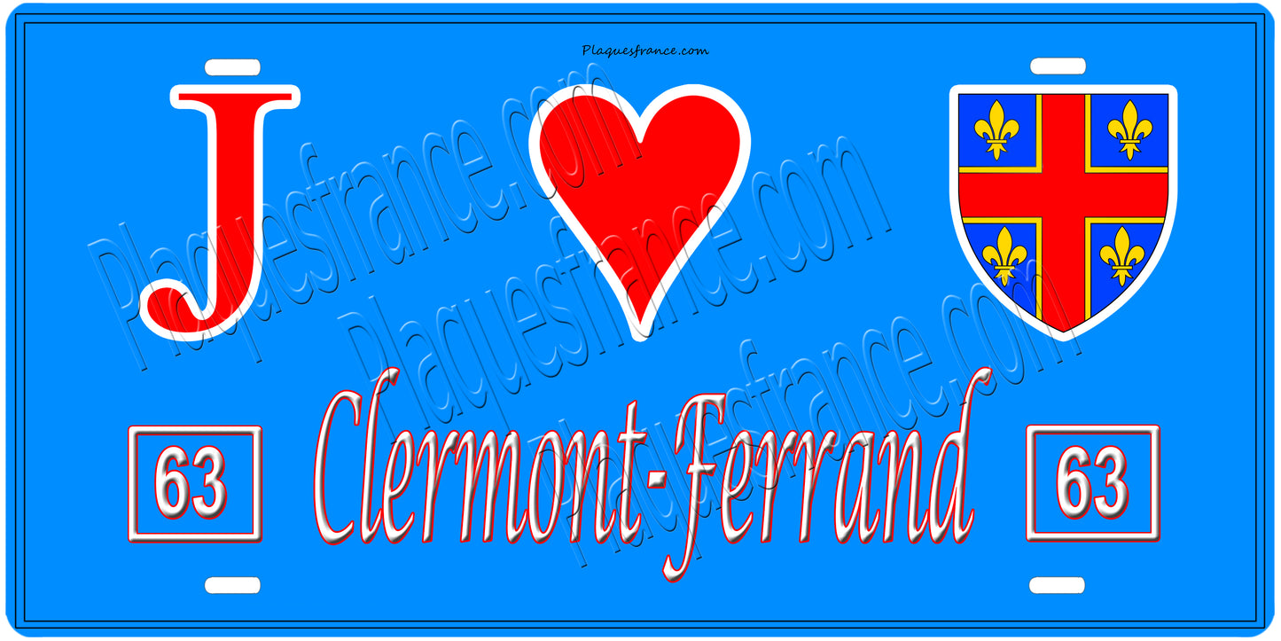 Plaque métal décorative, J' ❤️Clermont Ferrand, Puy de Dôme (63)