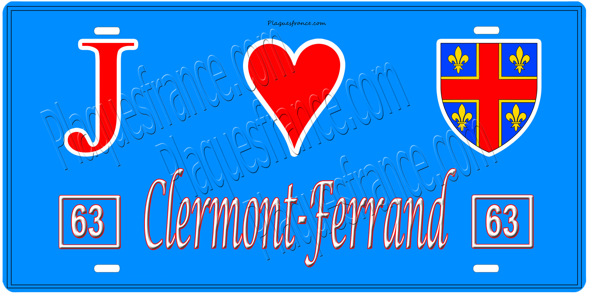 Plaque métal décorative, J' ❤️Clermont Ferrand, Puy de Dôme (63)