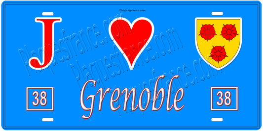 Plaque métal décorative, J' ❤️Grenoble, Isère (38)