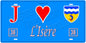 Plaque métal décorative, J' ❤️L'Isère (38), région Auvergne Rhône Alpes, France