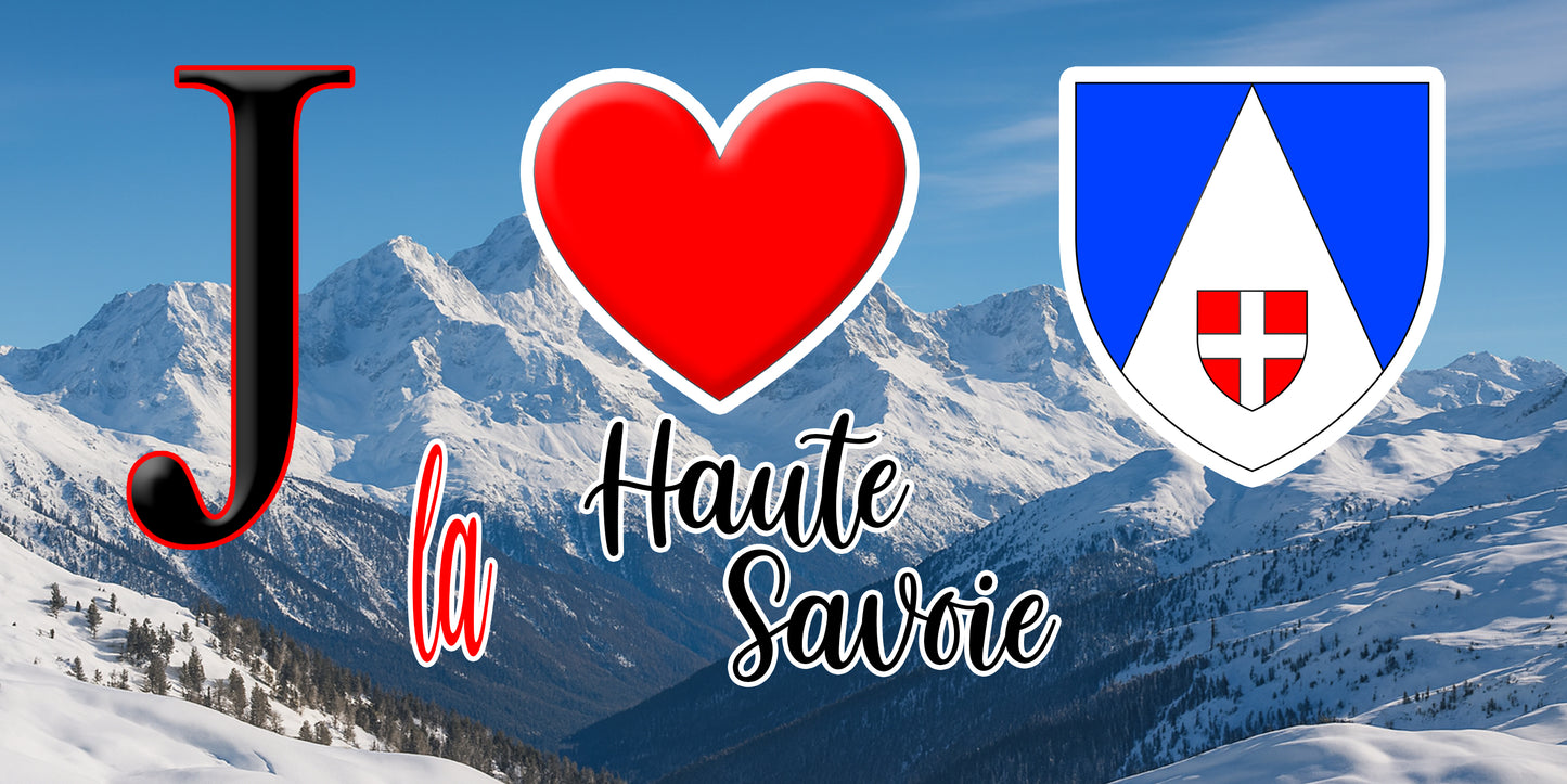 Plaque métal décorative  J' ❤️ La Haute Savoie (74)