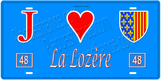 Plaque métal décorative, J' ❤️La Lozère (48), région Occitanie
