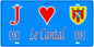 Plaque métal décorative, J' ❤️Le Cantal (15), région Auvergne Rhône Alpes, France