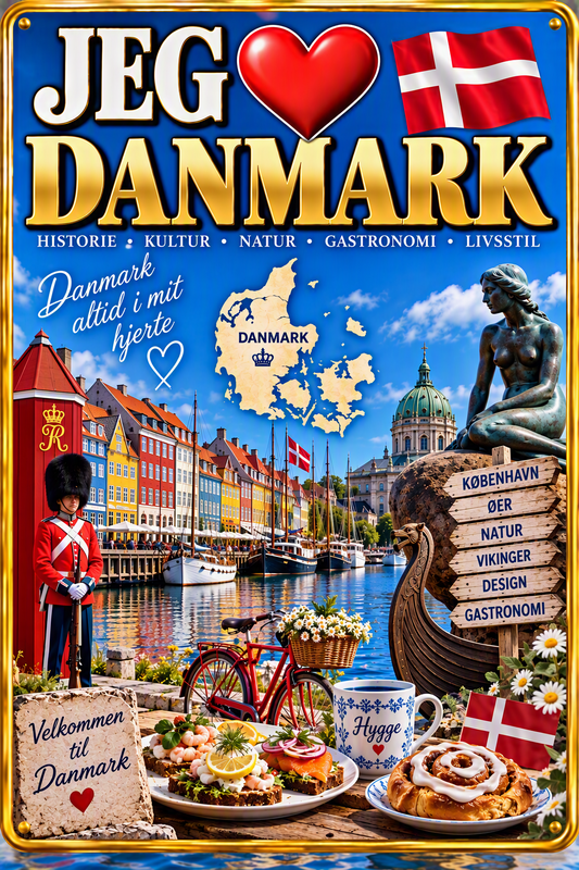 Dekorativ metalskilt 20 x 30 cm, Danmark, Den Europæiske Union