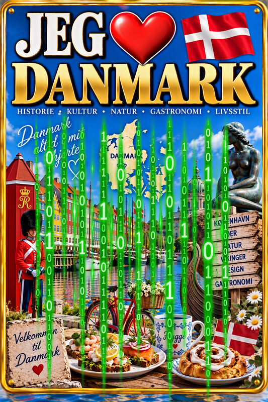 Dekorativ metalskilt 20 x 30 cm, Danmark, Den Europæiske Union (num)