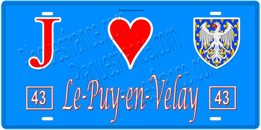 Plaque métal décorative, J' ❤️Le Puy en Velay, Haute Loire (43)