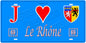 Plaque métal décorative, J' ❤️Le Rhône (69), région Auvergne Rhône Alpes, France