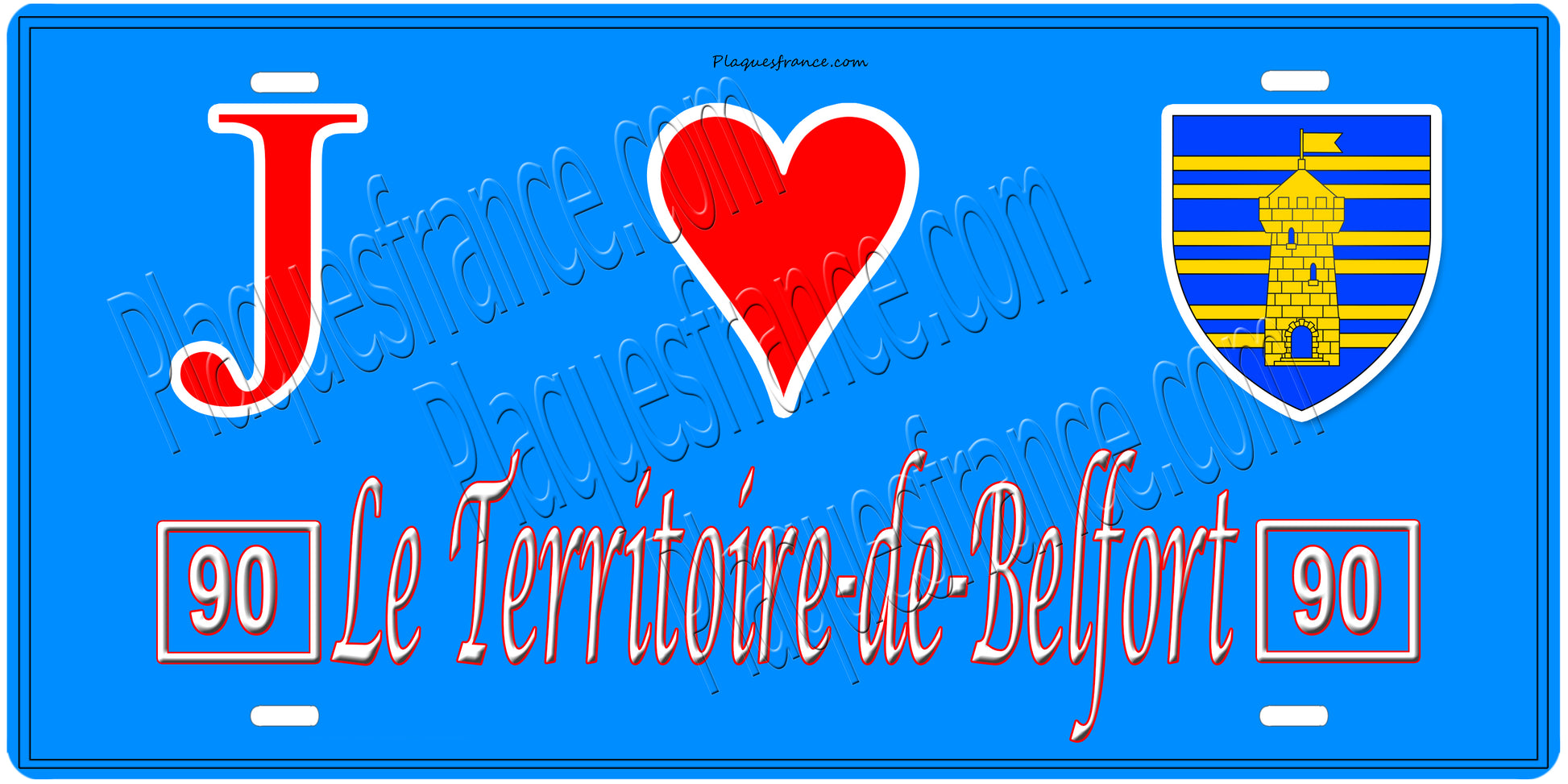 Plaque métal décorative  J' ❤️ Le Territoire de Belfort (90)