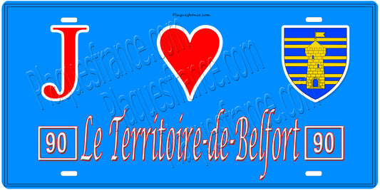 Plaque métal décorative  J' ❤️ Le Territoire de Belfort (90)