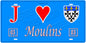 Plaque métal décorative, J' ❤️Moulins, Allier (03)