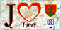 Plaque métal décorative, J' ❤️Nîmes, Gard (30)